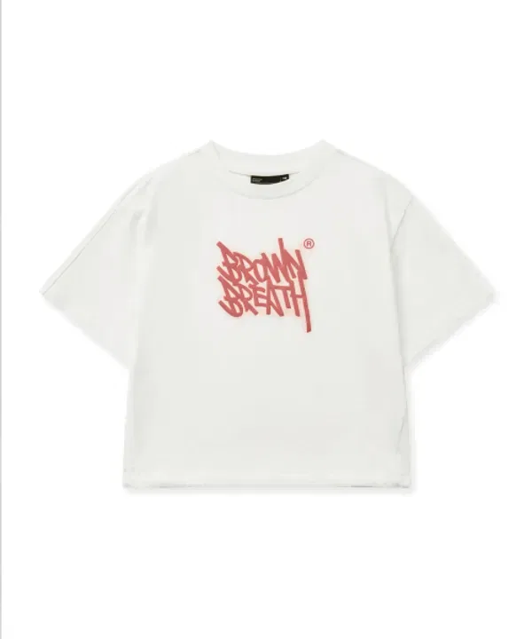 Футболка с коротким рукавом tag crop mtm tee, Brownbreath Kids, слоновая кость — фото 2