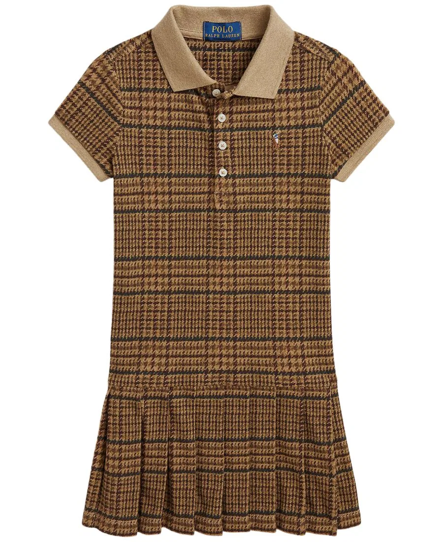 Платье-поло из твида с принтом, с коротким рукавом Polo Ralph Lauren, Glenview Tweed