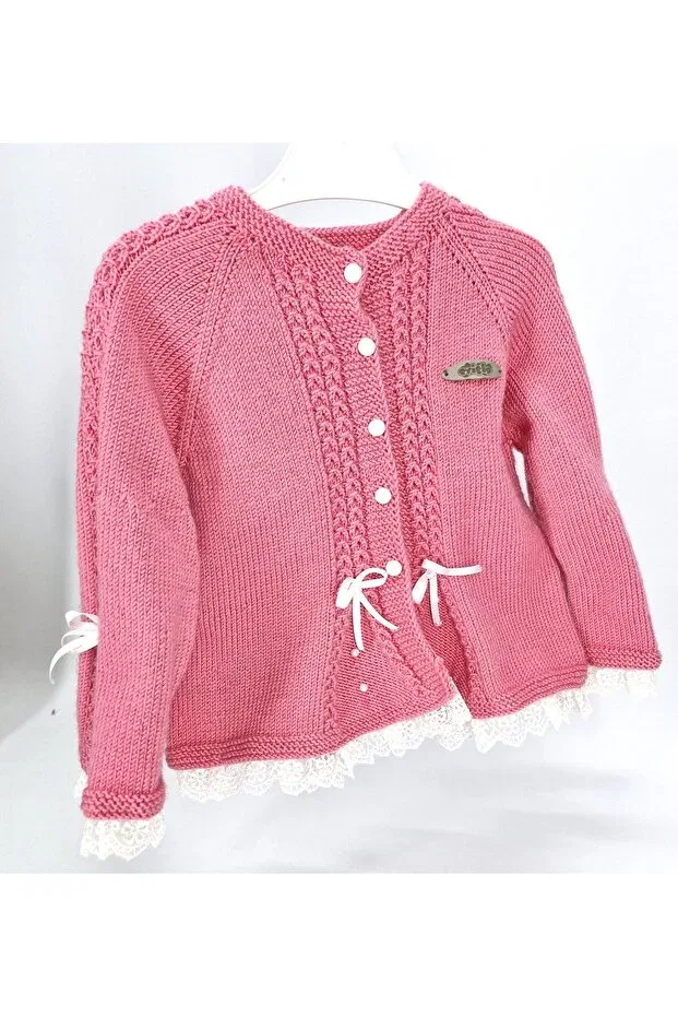 Детский кардиган для девочек хлопковый Hand Knitted Girl's Princess Cardigan Evitle, Pink