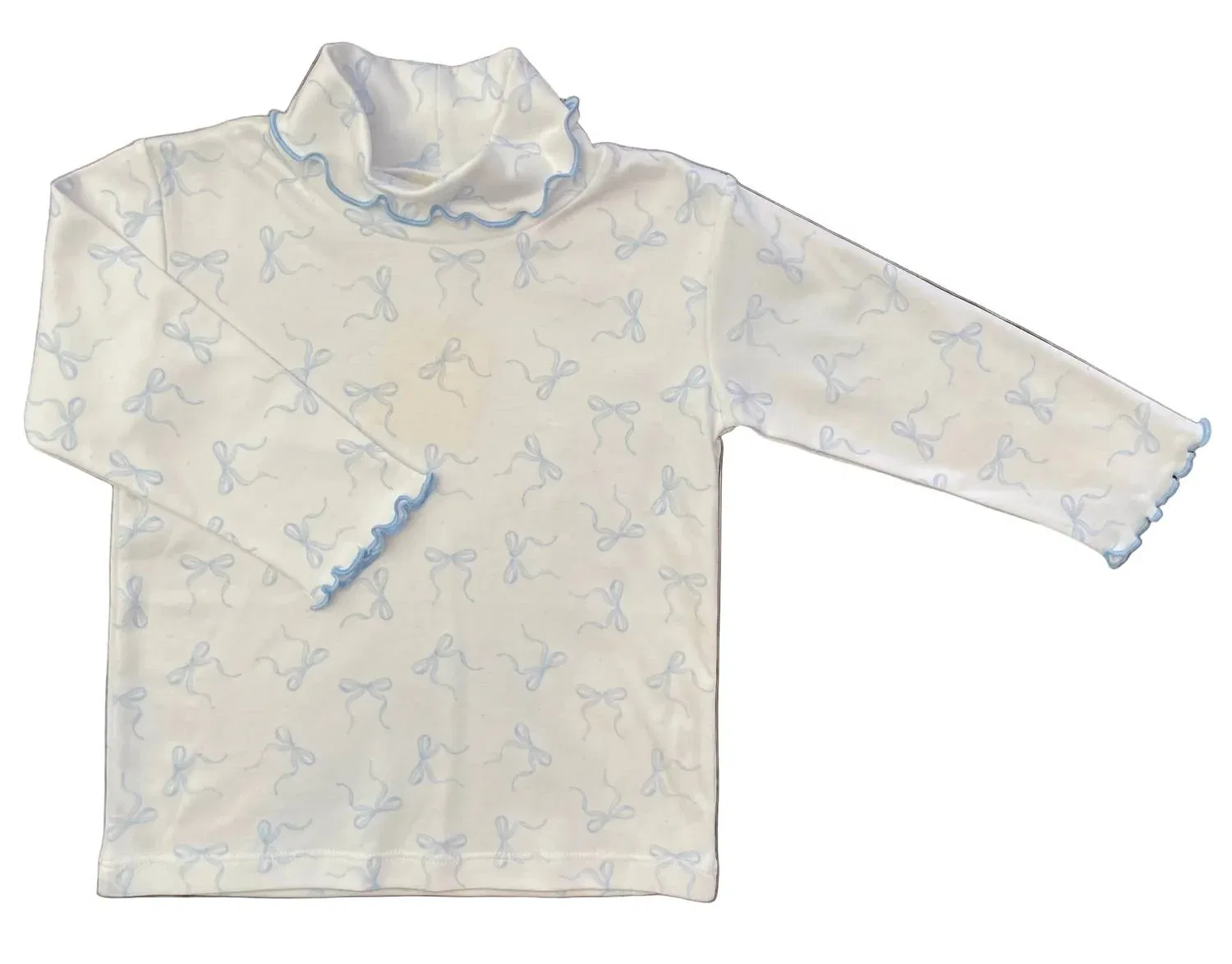 Детская футболка для девочек с длинным рукавом и принтом бантов Luigi Kids, White/Blue