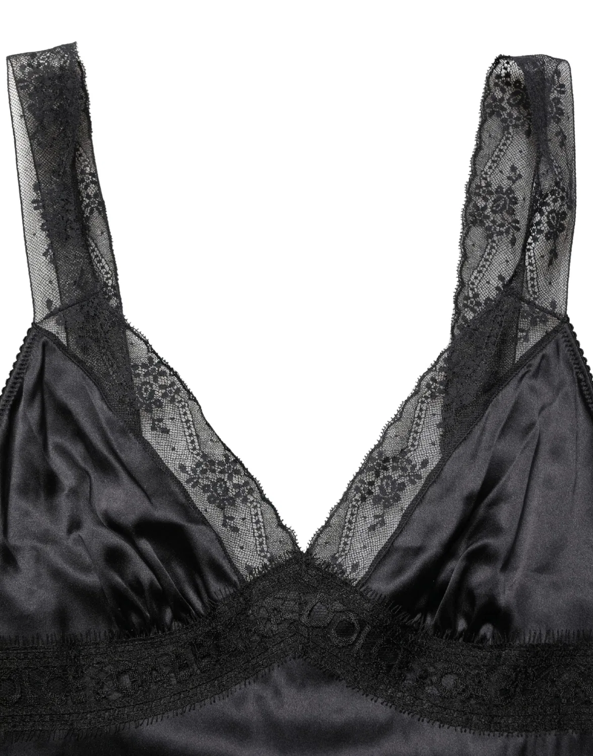 Женская шелковая майка с кружевной отделкой V-neckline Tank Top Dolce & Gabbana, Black