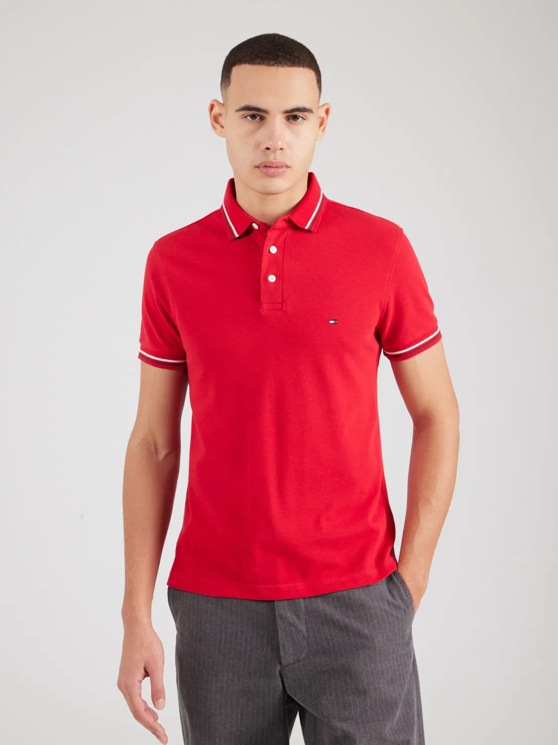Рубашка Tommy Hilfiger Slim Fit Tipped красного и красного цвета — фото 3