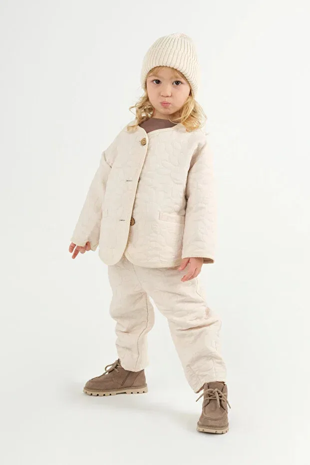 Объемная ребристая куртка бежевого цвета Mioma Kids