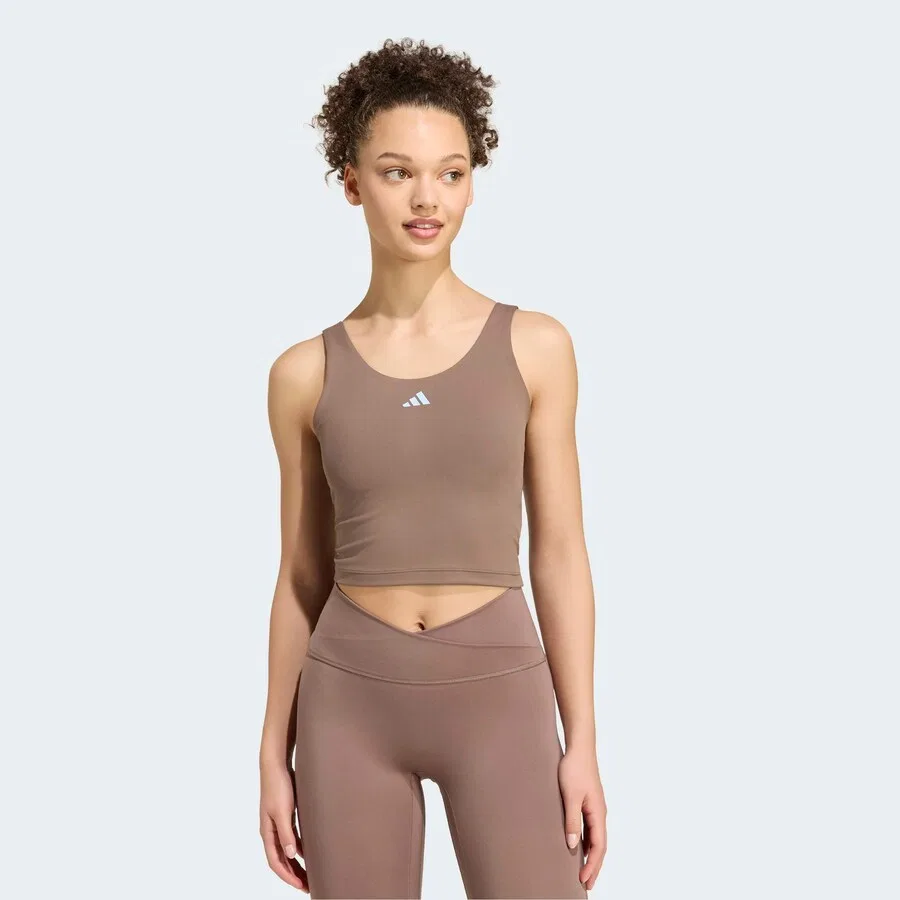 Спортивный топ ADIDAS PERFORMANCE Bralette 'Studio All Me' коричневого цвета — фото 2