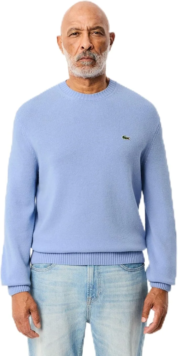 Lacoste мужской кардочесаный шерстяной свитер с круглым вырезом, Overview