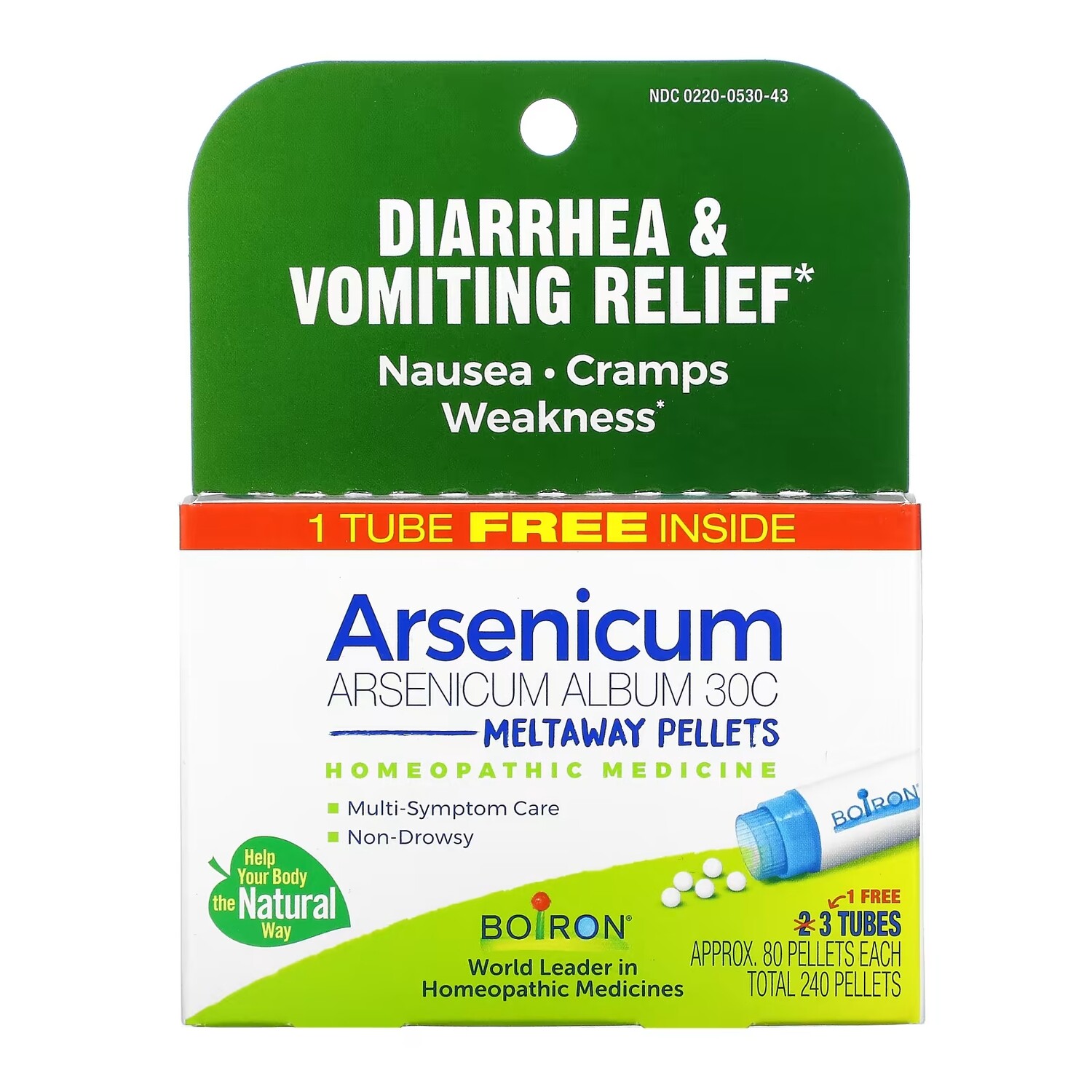 

Средство от Диареи и Рвоты Boiron Arsenicum Meltaway, 80 гранул в каждой