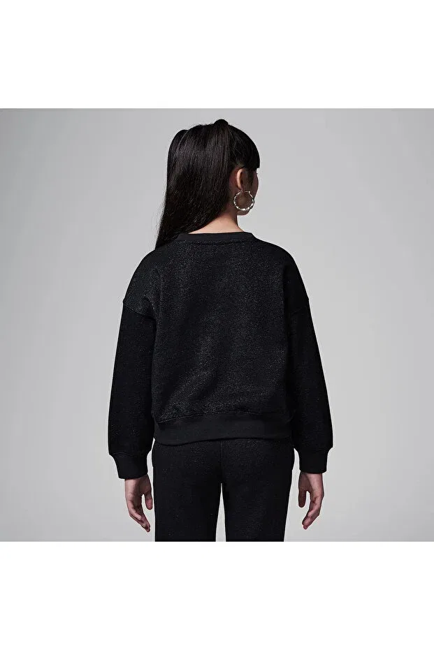 Детское худи для девочек с принтом Jordan 1st baby blue crew girl child sweatshirt 45d528-023 Nike, Black — фото 2