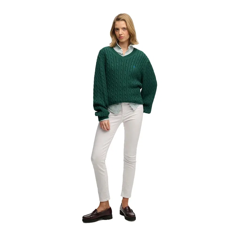 Свитер Oversized Cable V-neck Superdry, зеленый — фото 4