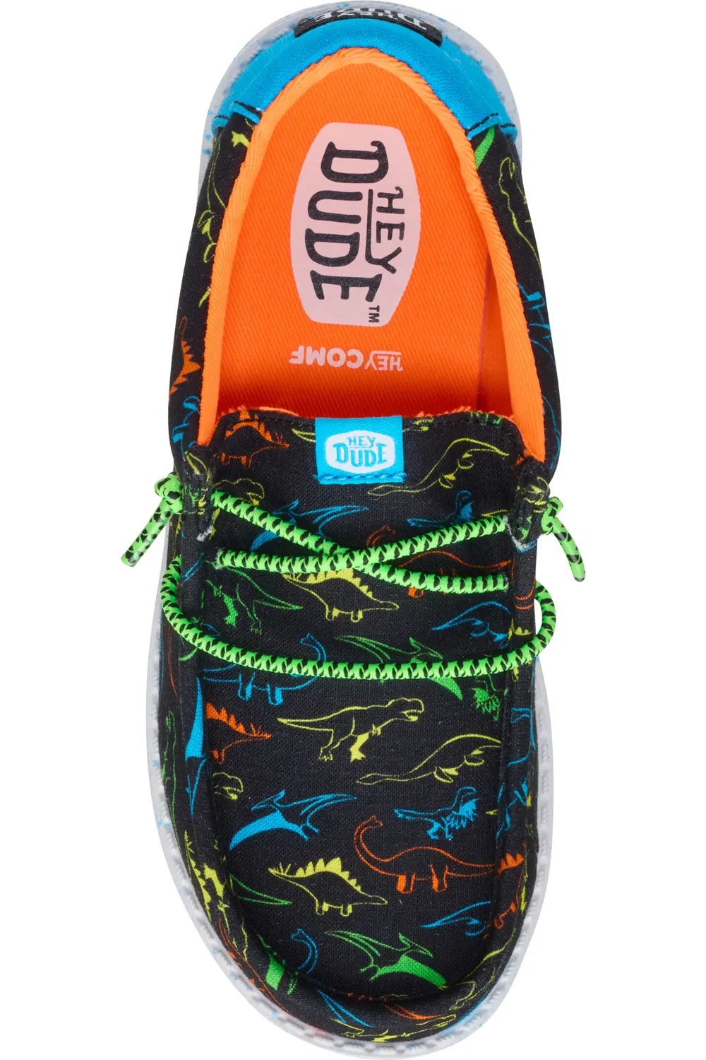 Детские слипоны чакка на мягкой подошве Wally Dinoworld Hey Dude, Black/Neon Multi — фото 4