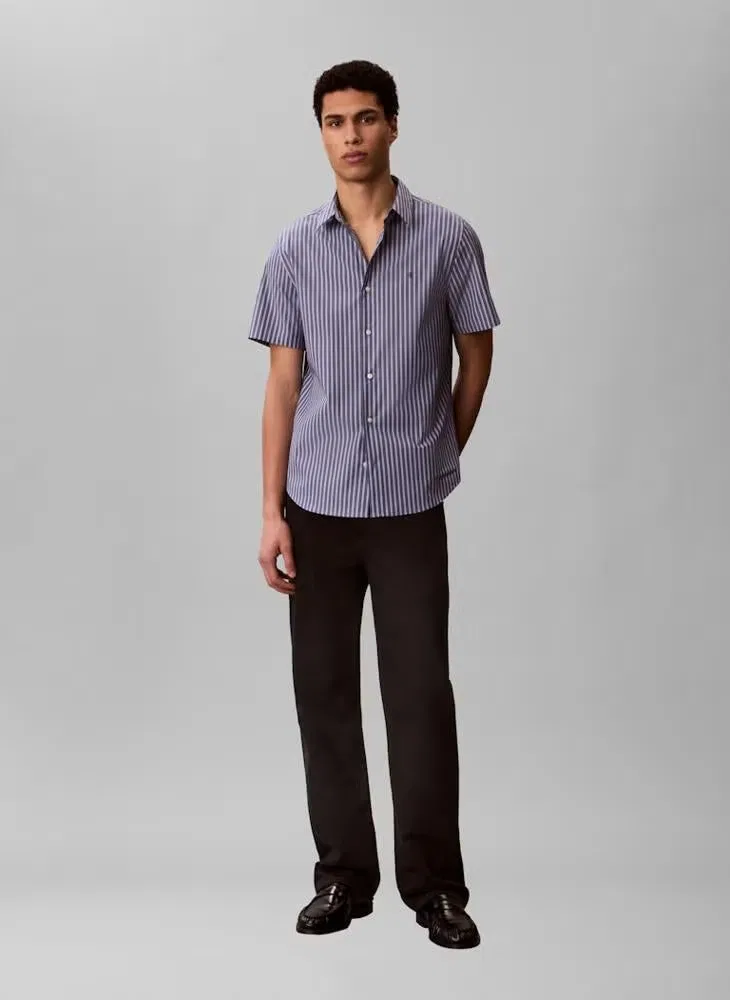 Calvin Klein Рубашка с коротким рукавом в полоску, синяя — фото 4