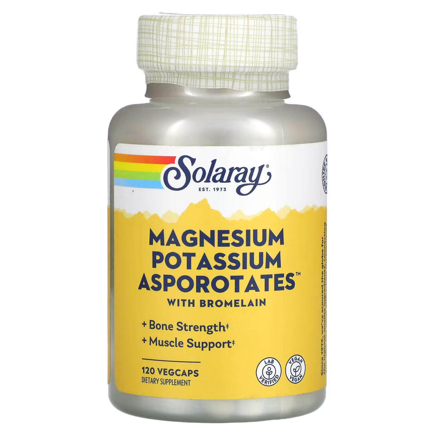 

Solaray, Magnesium Potassium Asporotates, аспартат магния и калия, 120 растительных капсул