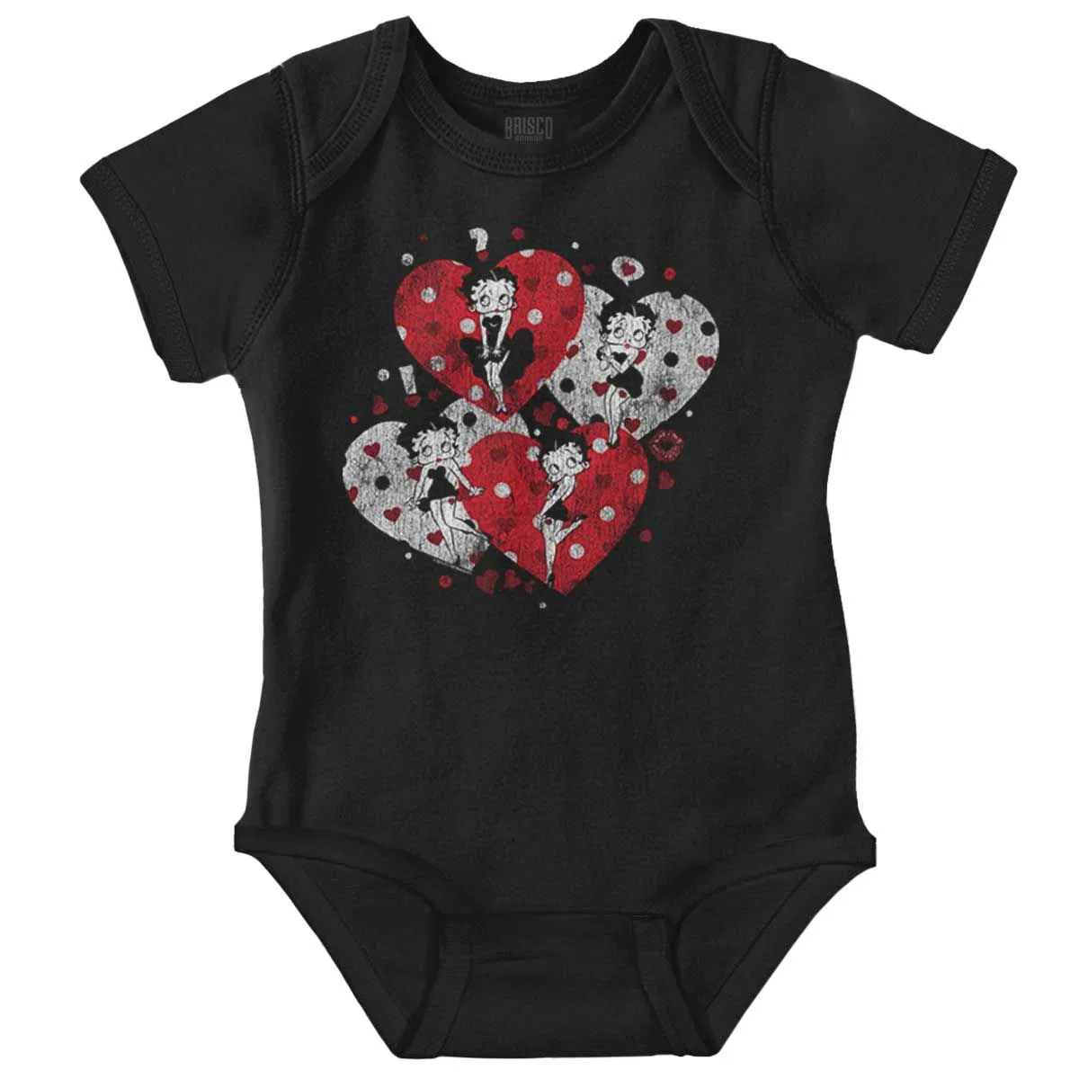 Детское боди для девочек с принтом Love Hearts And Kisses Brisco Brands, Black