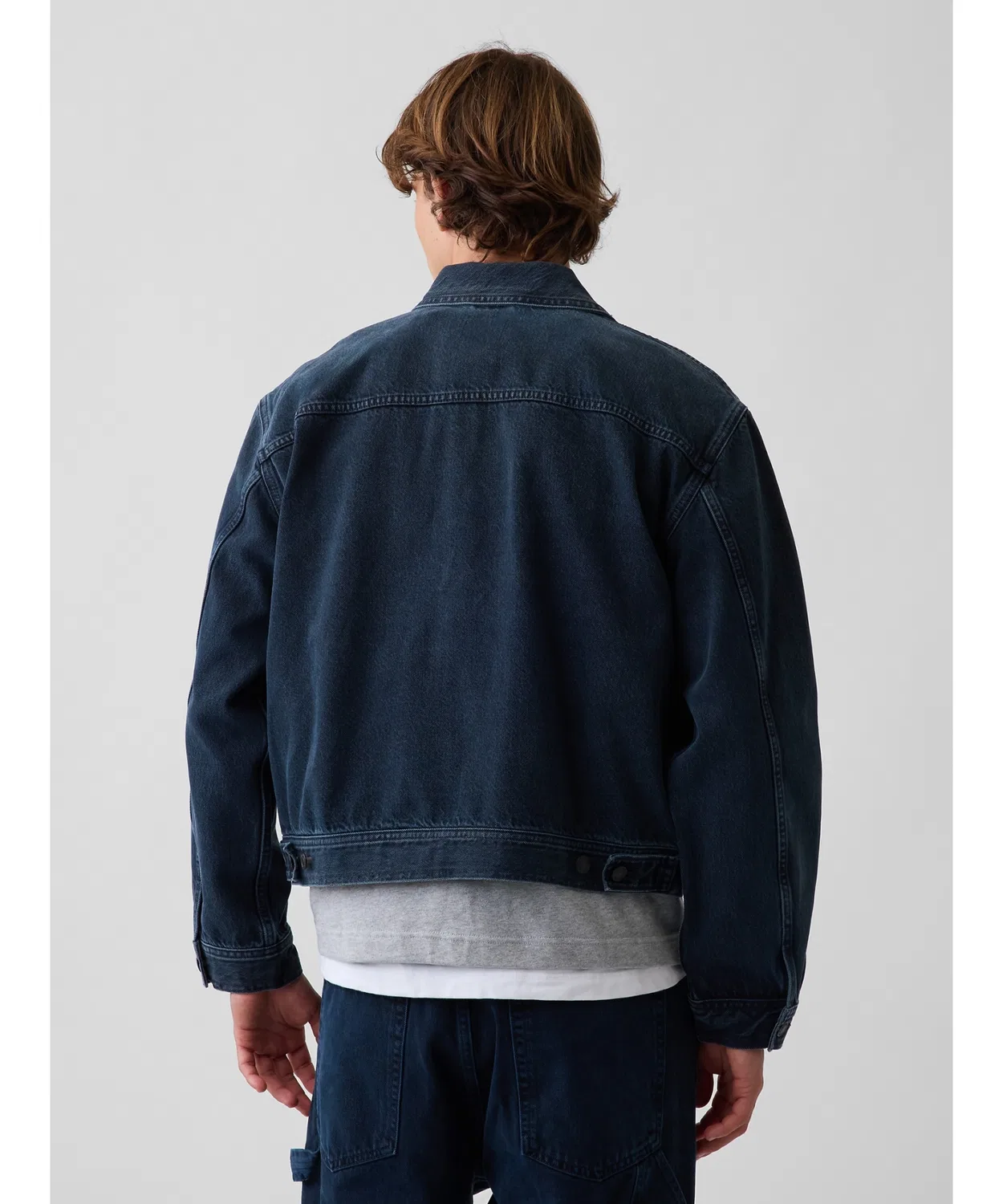 Мужская джинсовая куртка boxy fit, с длинным рукавомGAP, Black Wash — фото 3