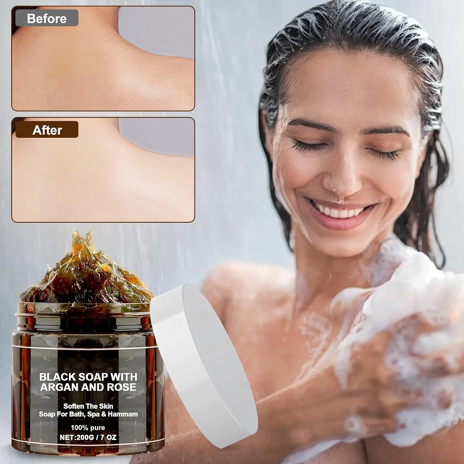 Мыло Morocco Black Soap с арганом и розой, Kaezuy, 3 шт, 100 г, Rose — фото 2