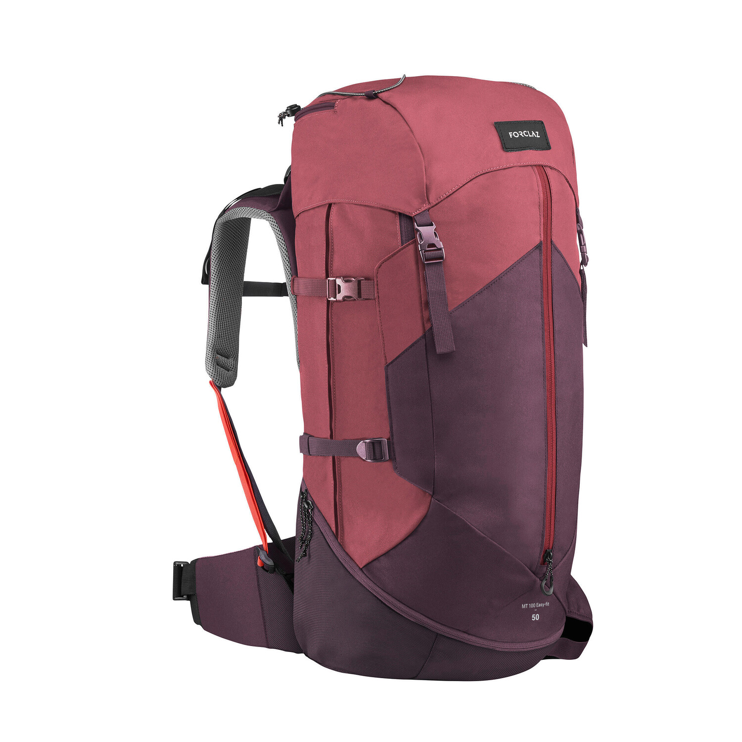 Рюкзак туристический женский 50 л Forclaz Easyfit MT100, бордо/фиолетовый — фото 2