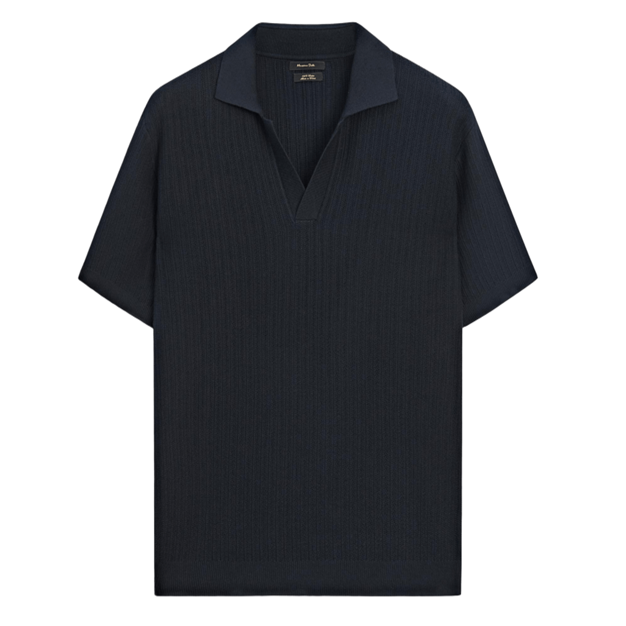 

Футболка-поло Massimo Dutti Knit with fabric detail, темно-синий
