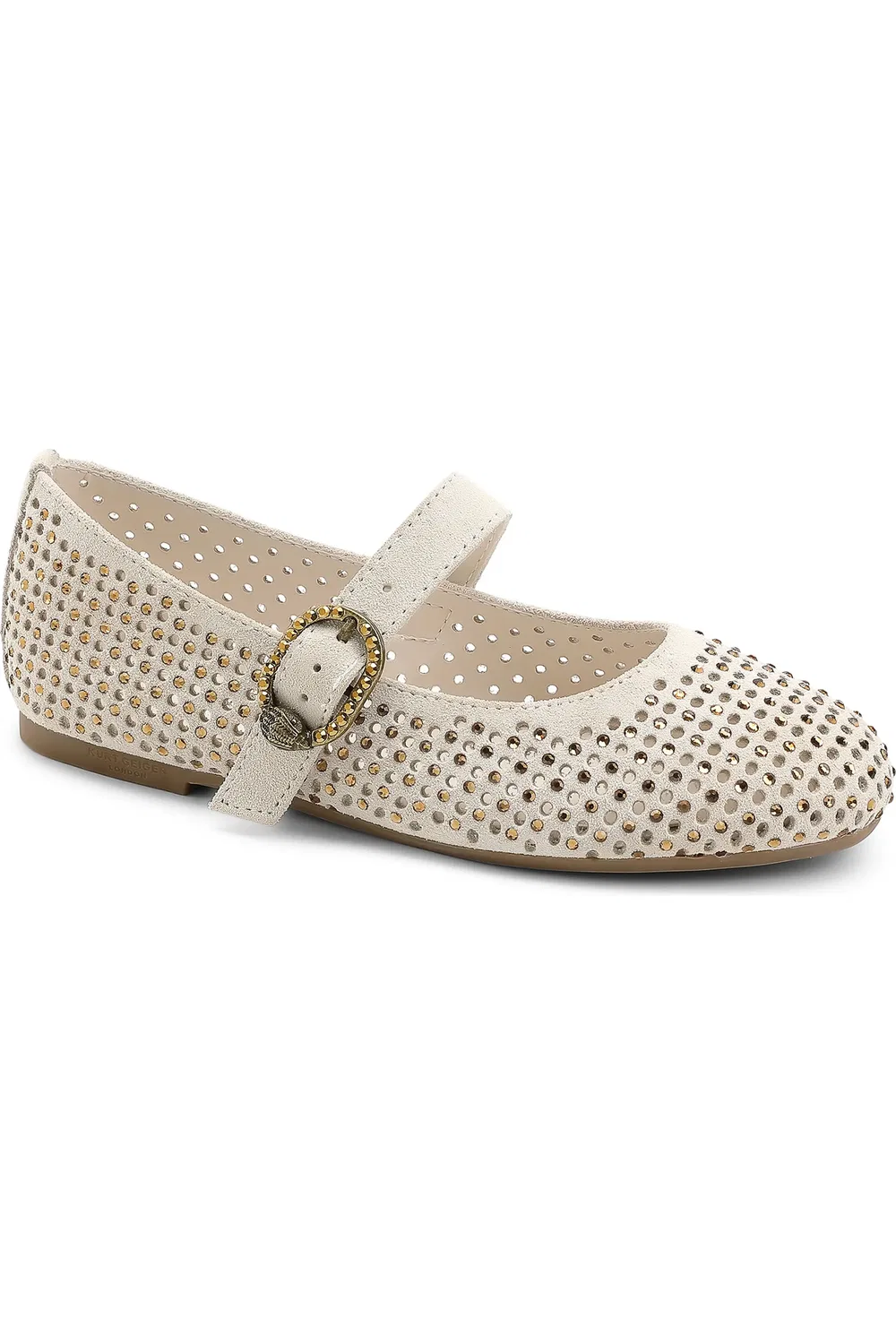 Детские туфли балетки с кристаллами Mini Mayfair Kurt Geiger London, Bone