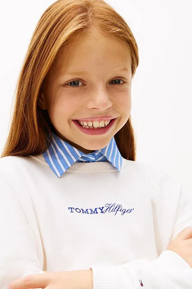Детская толстовка для девочек с длинным рукавом Tommy Hilfiger, Ecru — фото 2
