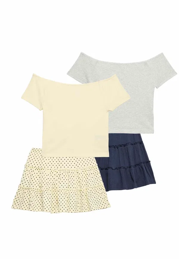 Комплект из топа и юбки, хлопок, A-line skirt, Marks & Spencer, multi, мультиколор