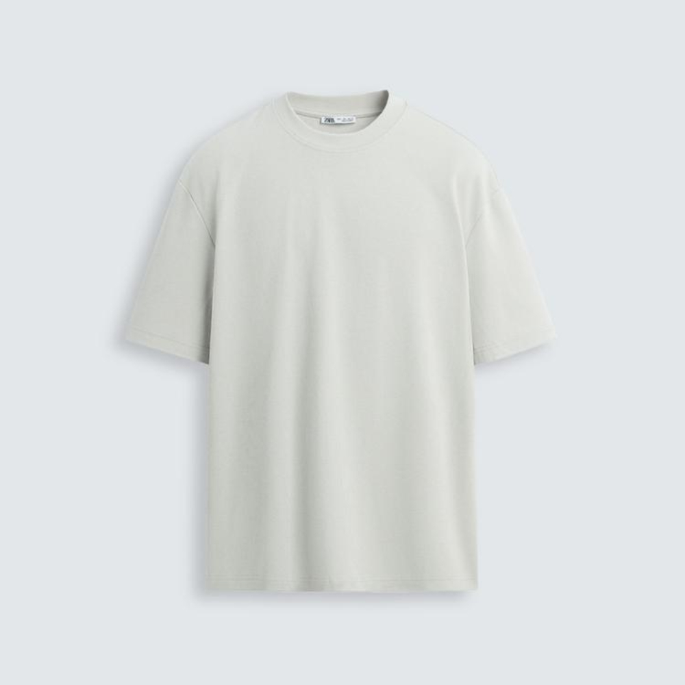 

Футболка Zara Relaxed Fit Interlock, светло-серый