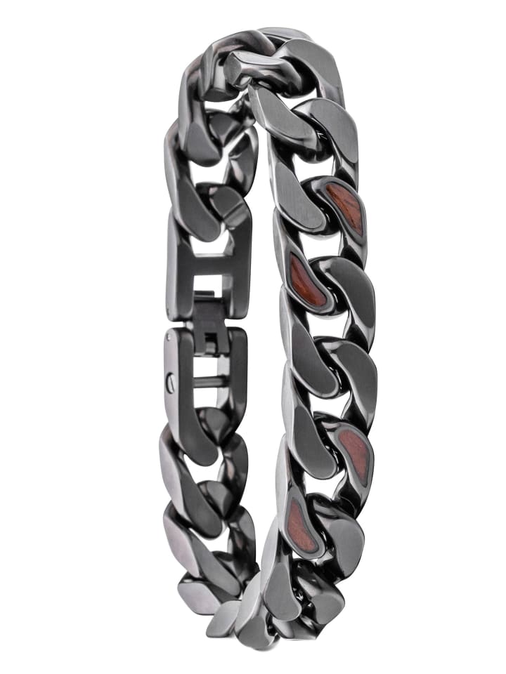 

Holzkern Мужской браслет из нержавеющей стали с деревянными накладками, цвет орех/темно-серо-коричневый