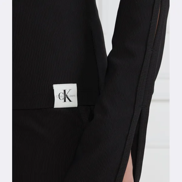 Водолазка стандартного кроя с разрезом в рубчик и воротником-стойкой Calvin Klein, черный — фото 4