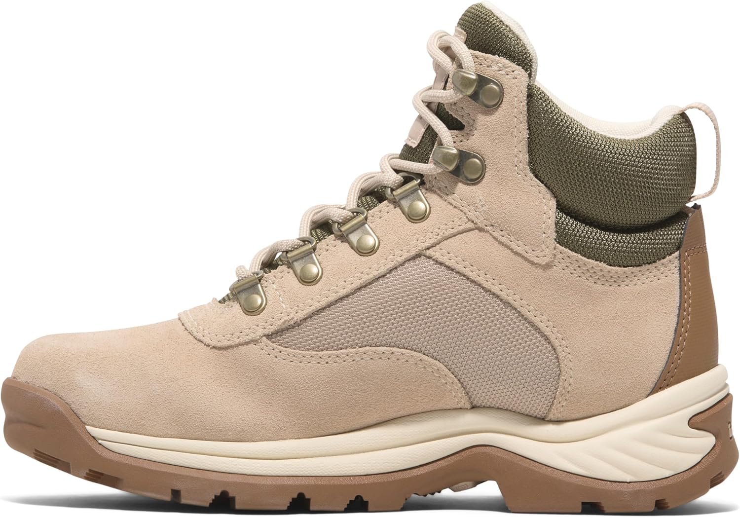 Женские белые водонепроницаемые походные ботинки Timberland Ledge Mid со шнуровкой, Light Beige Suede — фото 3