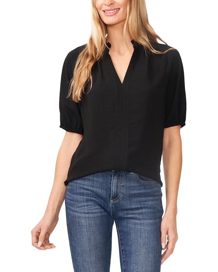 

Блузка CeCe Ruffle Neck Raglan Split Seam Blouse, цвет Rich Black