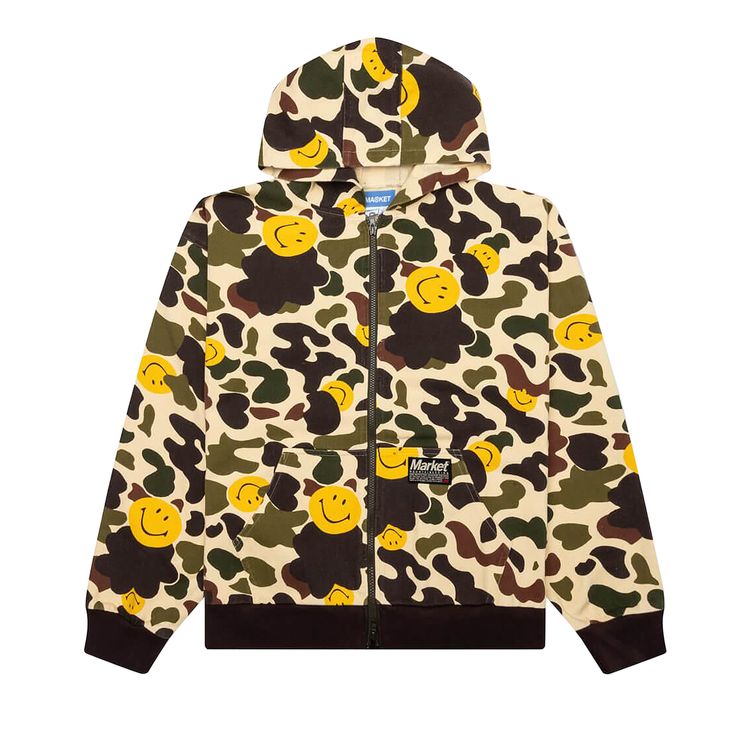 

Куртка Market Smiley Camo Zip Jacket Woodland, разноцветный