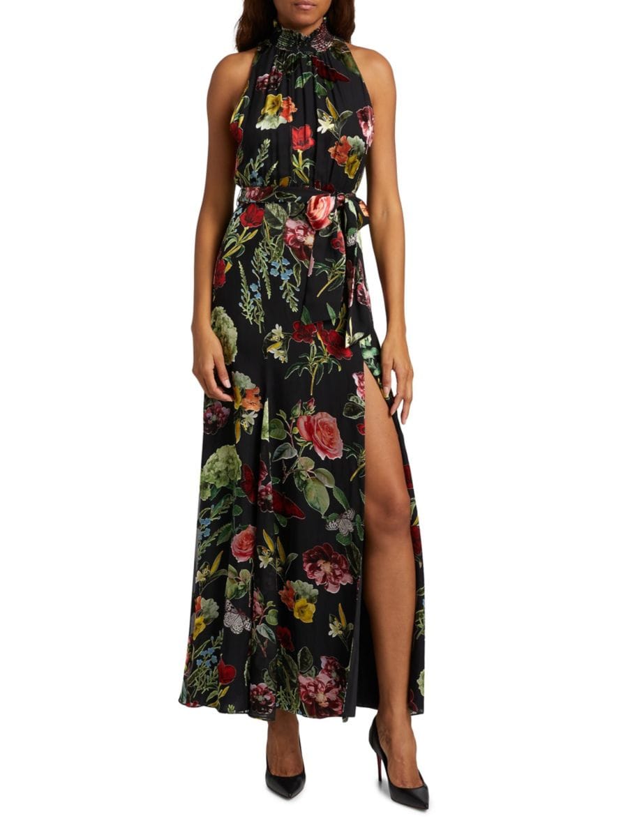

Платье Dita Floral Halter Alice + Olivia, цвет Black Floral