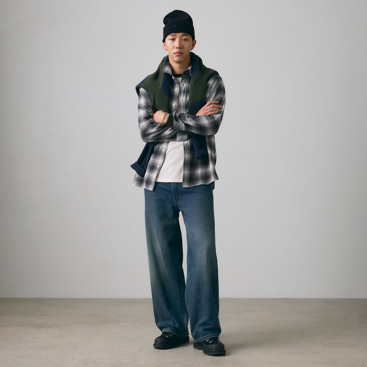 

Классическая рабочая фланелевая рубашка Levi's, Scottie Plaid Smoked Pearl - Grey