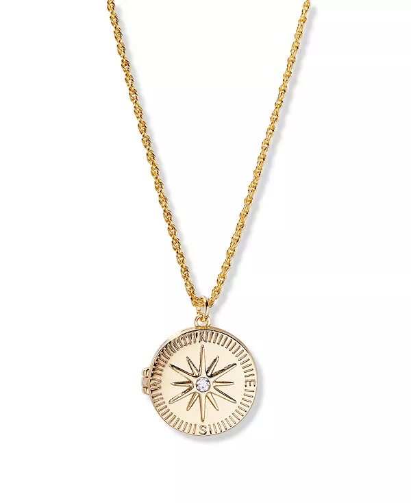 

Позолоченное короткое ожерелье с подвеской-медальоном в виде компаса Brook & York, gold