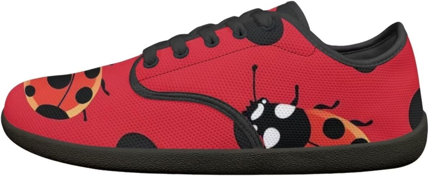 

Кроссовки Binienty Barefoot для женщин и мужчин, унисекс, без шнурков, для тенниса, ходьбы, походов и кемпинга, Cute Ladybug