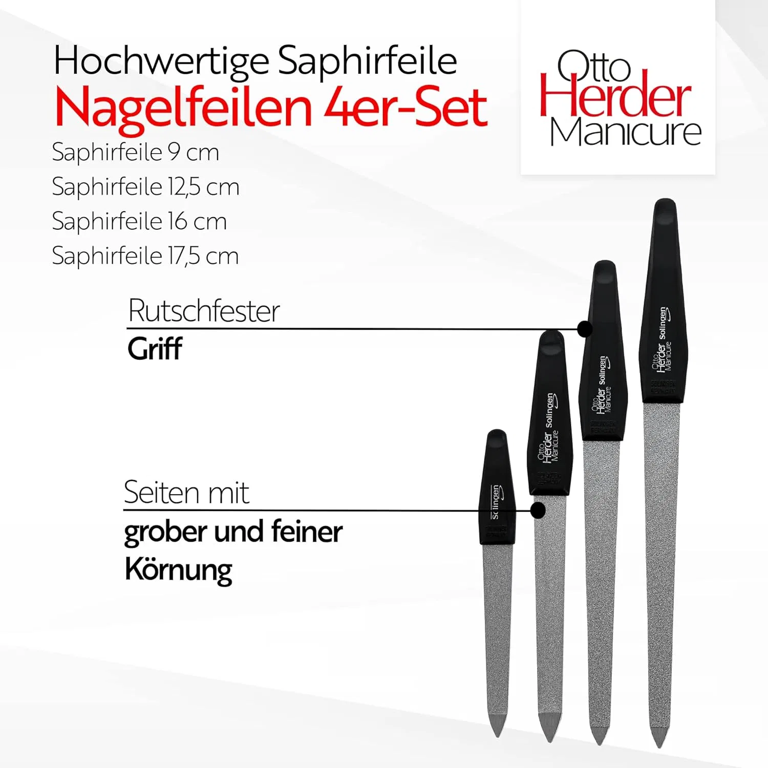 Набор сапфировых пилок для ногтей Otto Herder Manicure Solingen, 4 шт. Otto Herder Manicure — фото 2