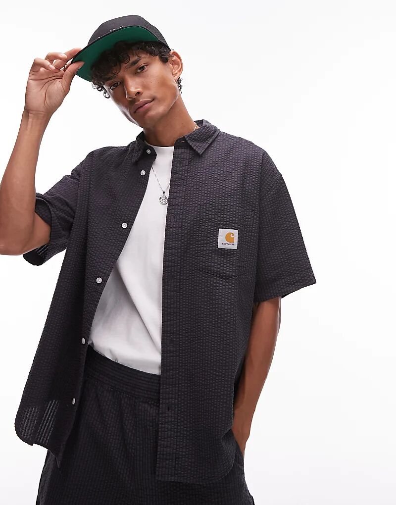 

Свободная рубашка Carhartt WIP Toland Seersucker, черная