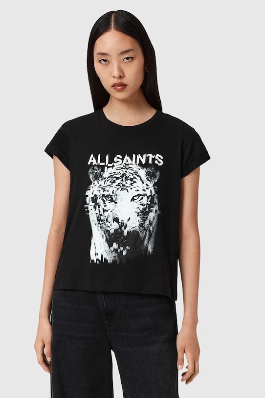 

Хлопковая футболка Allsaints, черный