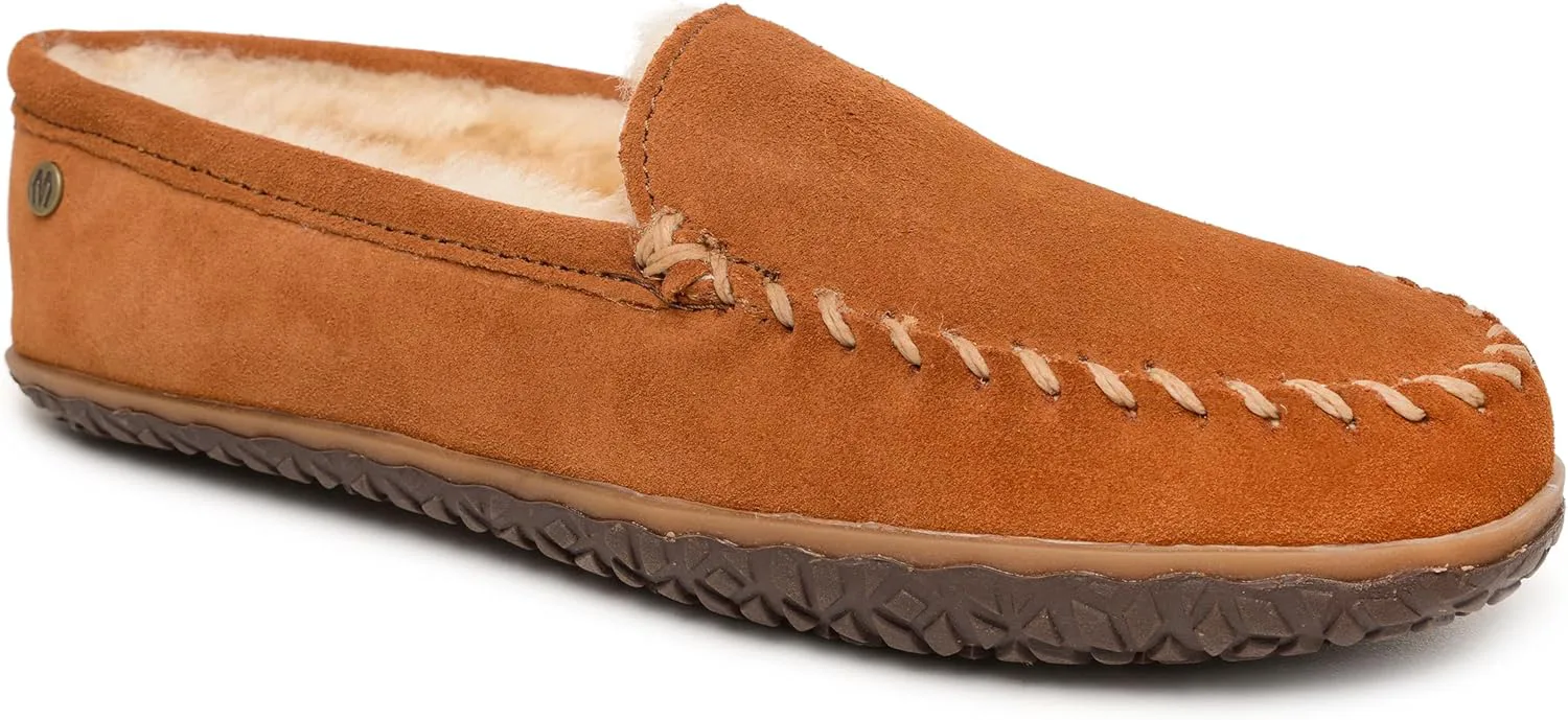 Мужские замшевые мокасины Minnetonka Tobie с меховой подкладкой из овчины и прочной подошвой для дома и улицы, коричневый — фото 3