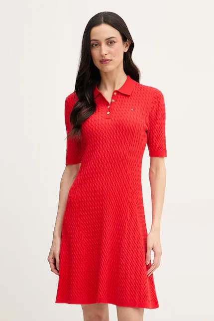 Платье мини вязаное Sukienka sweterkowa Tommy Hilfiger, красный