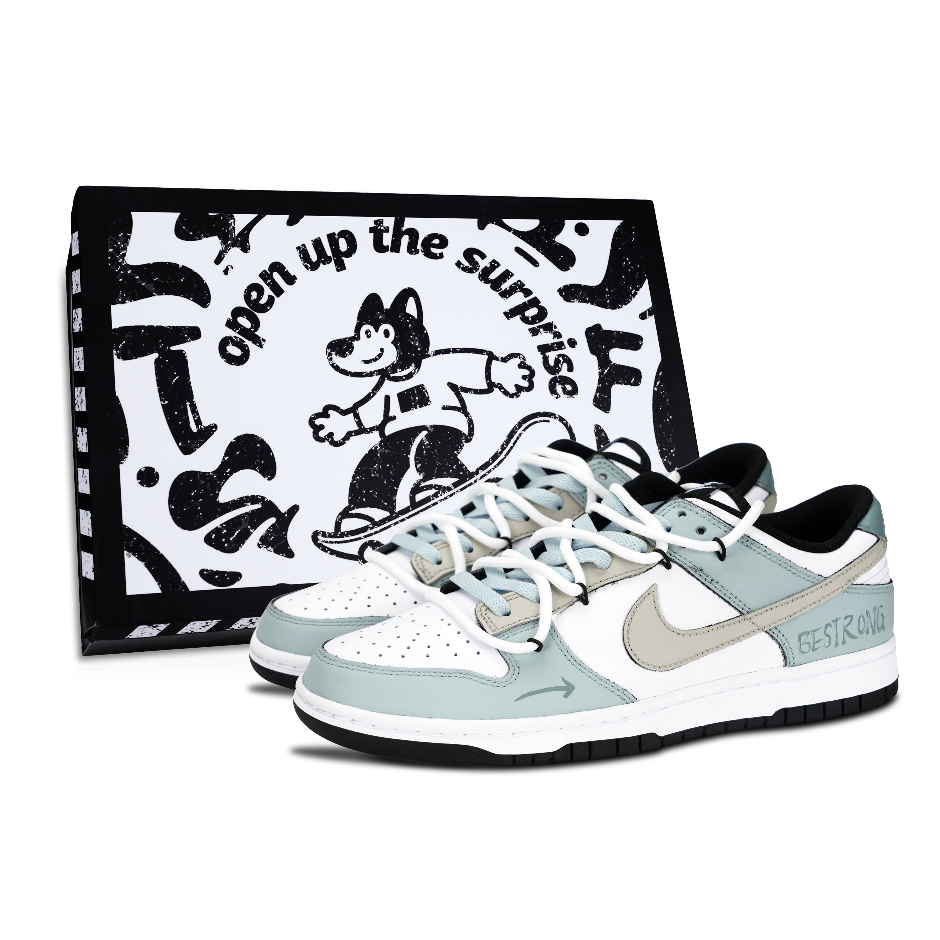 

Nike Dunk Black White, Mint Summer Slip Resistant Abrasion Resistant низкий кроссовок для скейтбординга Unisex Light Green