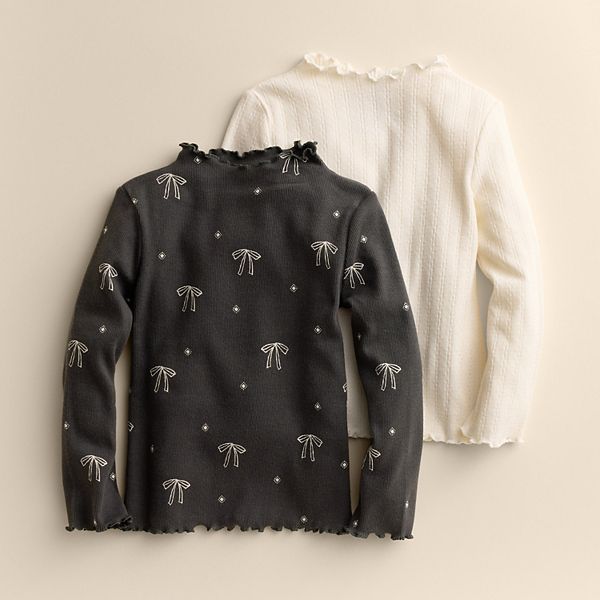 

Детский сет из 2 футболок с воротником-стойкой для девочек Little Co. By Lauren Conrad, Blk Bow Print