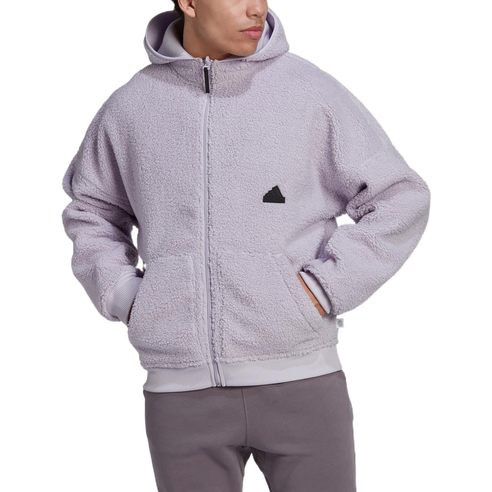Куртка adidas New Polar Full Zip Sportswear Logo HN1946, фиолетовый — фото 2