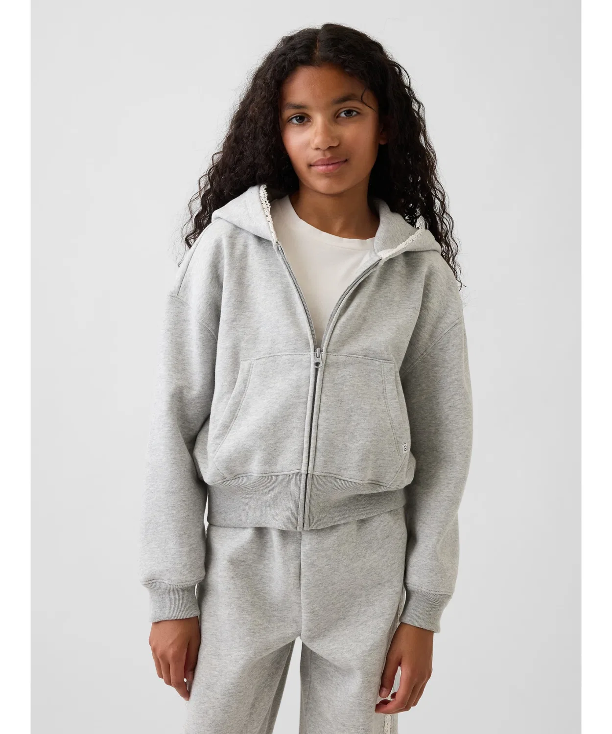 Детский худи с кружевной отделкой Vintage Soft Relaxed Fit GAP, Grey