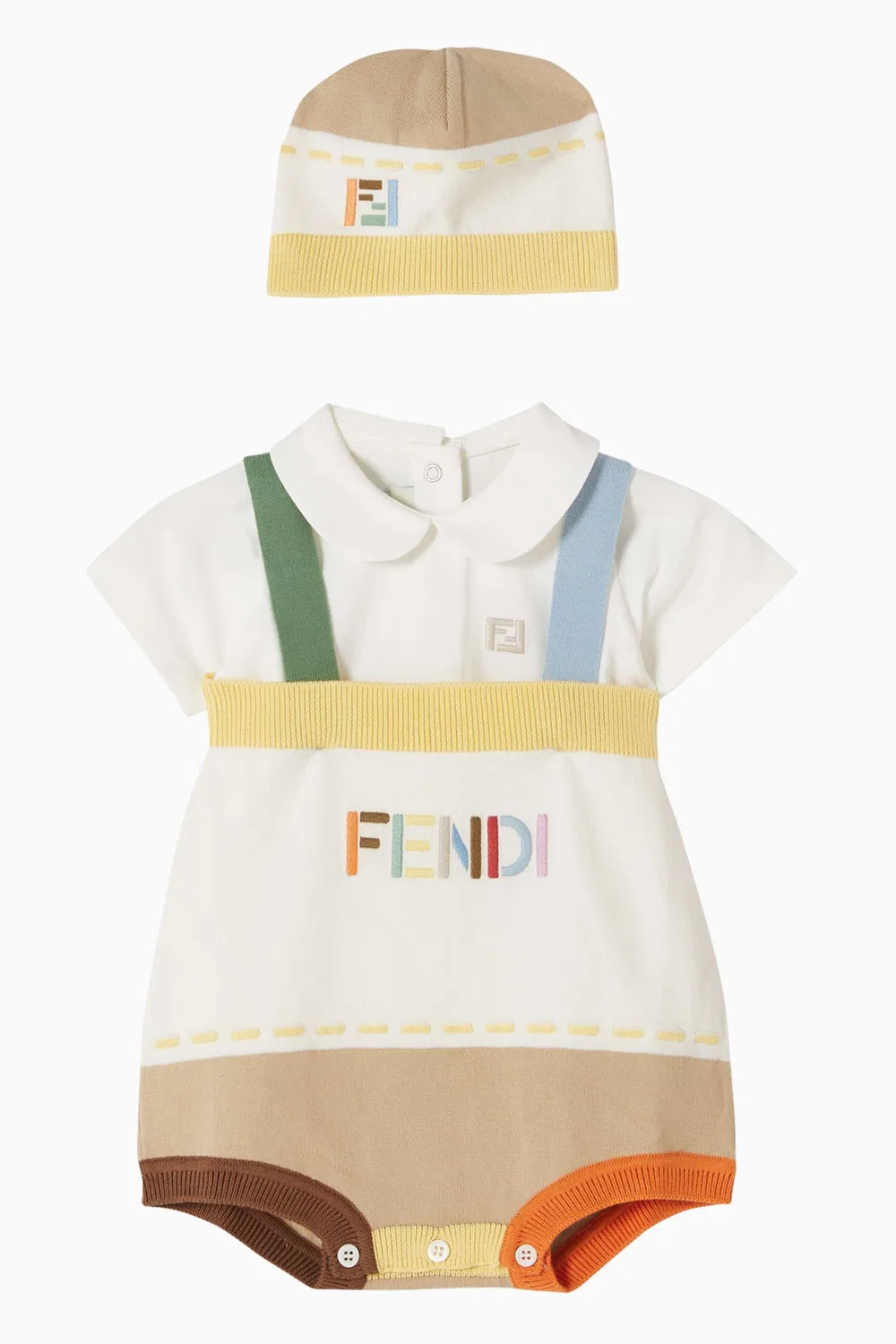 Комплект боди-комбинезона и шапки Fendi