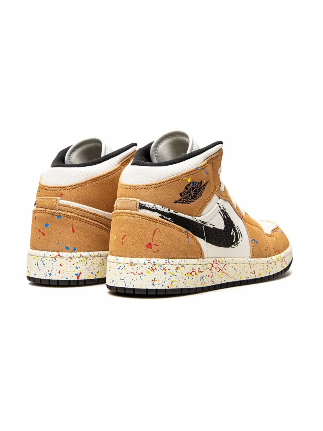Кроссовки Air Jordan 1 Mid SE Brushstroke, коричневый — фото 3
