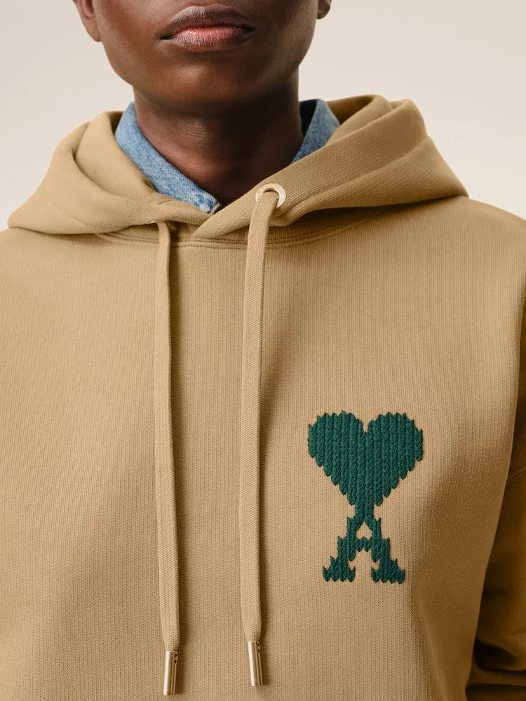 Худи с вышивкой, Unisex AMI PARIS, Camel — фото 3