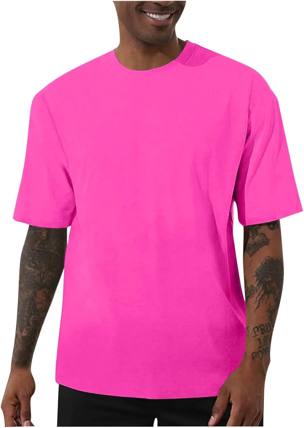 Мужская футболка свободного кроя с коротким рукавом, Hot Pink