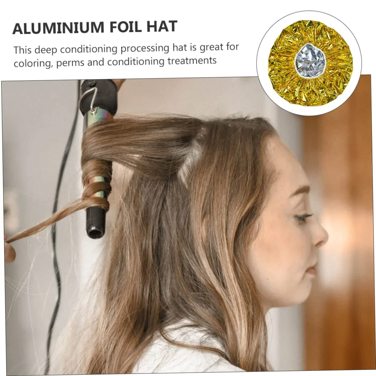 Шапочка для душа алюминиевая фольгированная POPETPOP, набор 20 шт, Golden Silver — фото 4