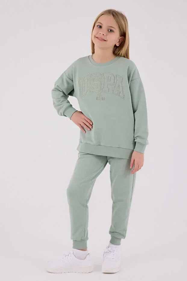 Детский комплект из свитшота и брюк с вышивкой U.S. Polo Assn., Green