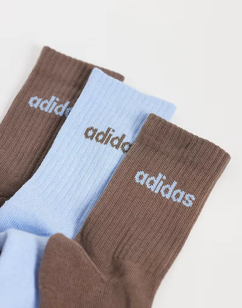 Носки с тремя полосками Three Stripes Studio 3 шт Adidas Performance, коричневый/синий — фото 3