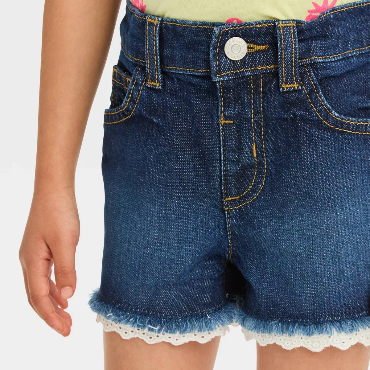 Детские шорты для девочек с бахромой Lace Cut-Off Shorts INFANT/TODDLER GIRL, Dark Blue — фото 4